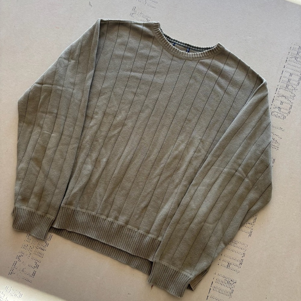 Vintage 90s Ribbed Knit Boxy Crewneck Sweater